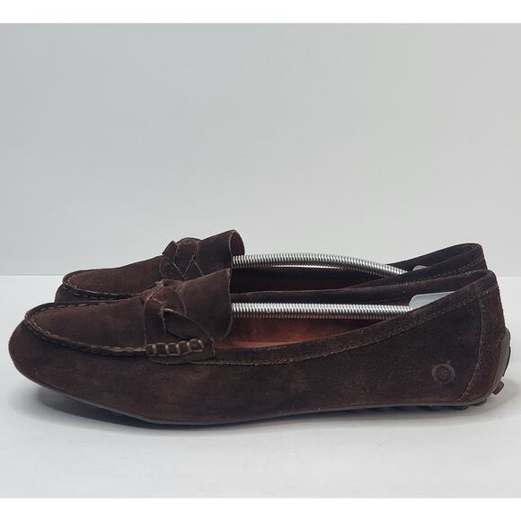 Born Kasa 11M Brown Suede Loafer Slip On Moccasins Rubber Sole Comfort Casual - Picture 2 of 12